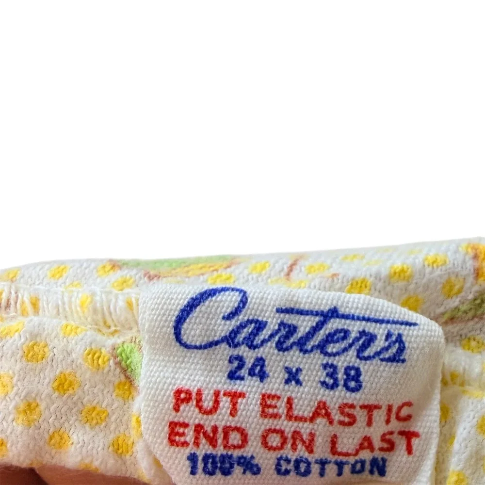 Vintage Carters Yellow Polka Dot Circus Train Crib Sheet Cover Cotton 24x38